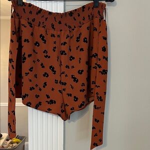 Leith High Waist Floral Shorts - Brown and Black